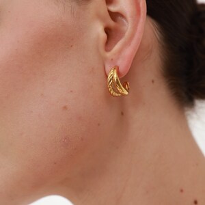 Braided Double Hoop Earrings 18K Gold Hoops Open Hoops Statement Earrings Gifts For Her image 3