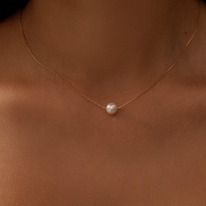 Colar de Pérolas Solitárias • Joias Banhadas a Ouro 18k • Minimalista • Delicado • Pingente de Declaração • Colar de Noiva • Sem Manchas • Presente para Ela