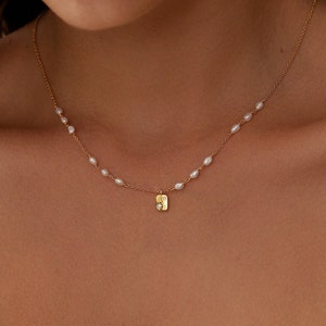 18K Gold Seed Pearl Necklace • Pearl Beads Necklace • Pearl Chain • Beaded Pearl • Necklace Charm • Tarnish Free • Gift For Her