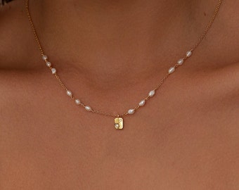18K Gold Seed Pearl Necklace • Pearl Beads Necklace • Pearl Chain • Beaded Pearl • Necklace Charm • Tarnish Free • Gift For Her