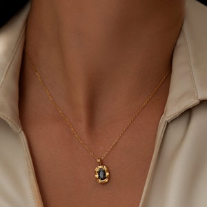 18K Gold Black Onyx Bezel Set Pendant Necklace • Black Onyx • Jewelry Pendant Necklace • Pendant Necklaces • Necklace Chains • Gift for Her