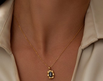 18K Gold Black Onyx Bezel Set Pendant Necklace • Black Onyx • Jewelry Pendant Necklace • Pendant Necklaces • Necklace Chains • Gift for Her