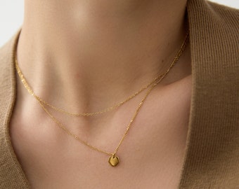 18k Gold Petit Double Layered Necklace • Minimalist Necklace • Layering Necklaces • Everyday Jewelry • Gift For Her • Tiny Pendant