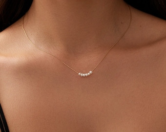 Collier de perles fines en or 18 carats • Collier de perles • Sans ternissement • Collier simple • Collier de perles • Cadeau pour elle • Cadeau d'anniversaire