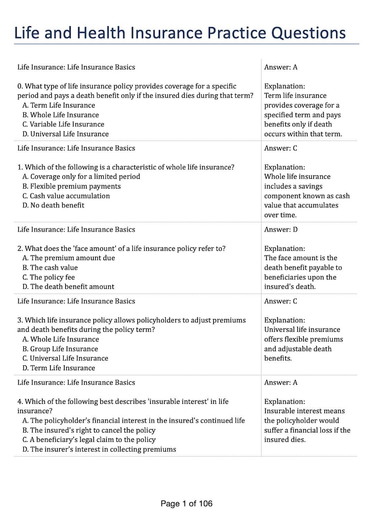 Life and Health Insurance License, 565 Practice Questions With ...