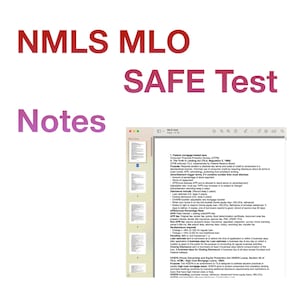 Puede incluir: Una pantalla de ordenador que muestra un documento titulado "MLO Test" con una lista de leyes federales relacionadas con las hipotecas, incluida la Ley de Veracidad en el Préstamo (TILA), la Ley de Protección de la Propiedad y la Equidad (HOEPA) y la Ley de Procedimientos de Liquidación de Bienes Inmuebles (RESPA).