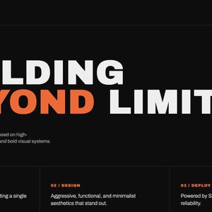 Industrial HTML Portfolio Template | Dark Mode Minimalist Website for Developers & Architects | Cyberpunk Orange Static Site
