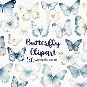 Schmetterling Clipart, 50 Png-Dateien mit transparentem Hintergrund, Frühling Clipart, Garten Clipart, Blumen INSTANT DOWNLOAD