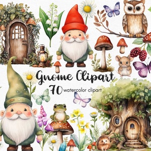 Gnome Clipart, Pilz Clipart, Feentür 70 png Dateien mit transparentem Hintergrund, INSTANT DOWNLOAD