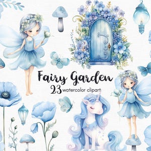 Fee Clipart, Einhorn Clipart, Fee Garten Clipart Blumen Clipart, 23 Png-Dateien mit transparentem Hintergrund, Pilze