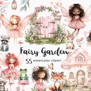 Papillon de fée rose, Clipart, clipart fleurs féerique jardin, 55 fichiers png avec fond transparent, champignon rose, floral