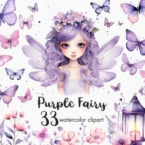 Clipart farfalla, clipart Fairy Garden Clipart Flowers, 33 file png con sfondo trasparente, floreale INSTANT DOWNLOAD