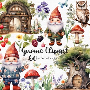 Zwerg Clipart, Pilz Clipart, Baumhaus 60 Dateien mit transparentem Hintergrund, INSTANT DOWNLOAD