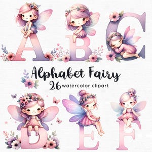 Clipart de alfabeto de fada, alfabeto rosa de fada png Clipart de jardim de fadas, 26 arquivos png com fundo transparente, DOWNLOAD INSTANTÂNEO