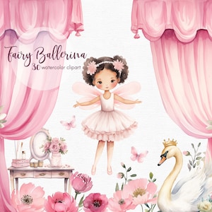 Ballerina Clipart, Fee Clipart, Schmetterling Clipart, Blumen Clipart, 30 Dateien mit transparentem Hintergrund, INSTANT DOWNLOAD