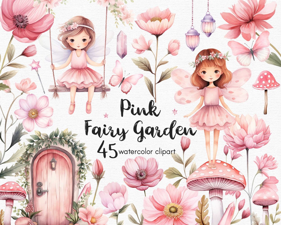 Butterfly Clipart, Fairy Garden Clipart Flowers Clipart, 45 Png Files ...