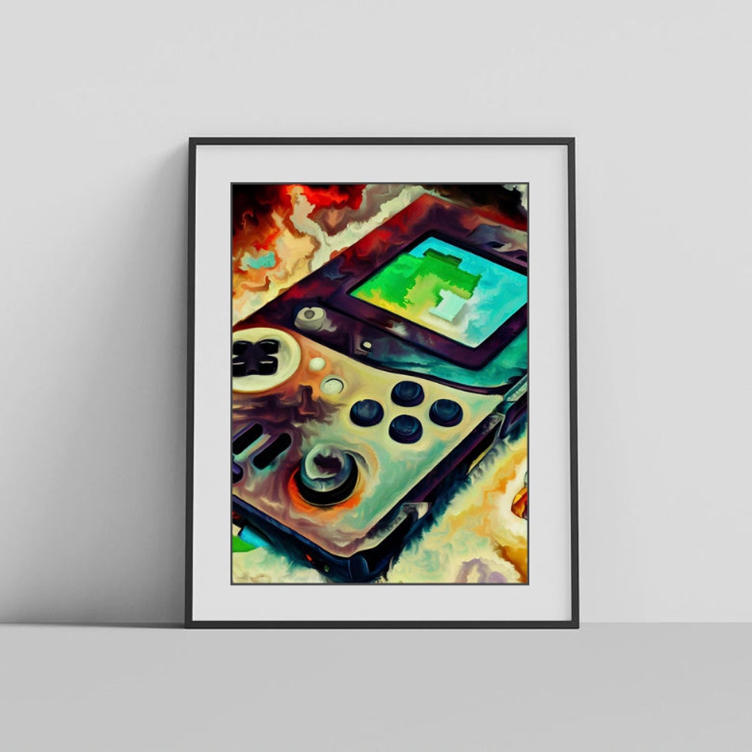 Retro Handheld Gamer Art Print Instant Download Printable Home Decor