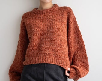 Tunisian Crochet Sweater Pattern: Mock-Knit Pullover (PDF Pattern, Size Inclusive, English)