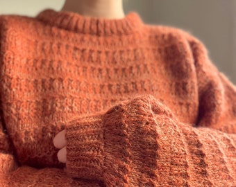 Tunisian Crochet Sweater PDF Pattern (English), Mock-Knit Tunisian Crochet Sweater Pattern, Sweater Weather Pullover, Size Inclusive Crochet