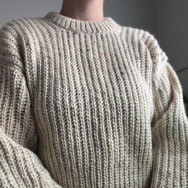 Beginner Crochet Sweater Pattern: Mock Knit Fisherman Style (PDF Download)