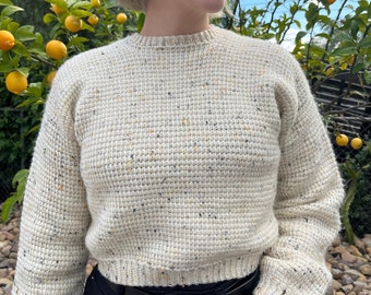 Tunisian Crochet Sweater Pattern (English): Wanderung Pullover, Easy Stitch Pattern (PDF Pattern)