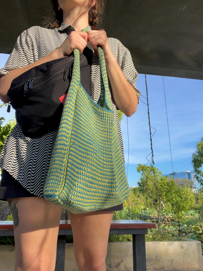 Tunisian Crochet Bag Pattern | Knit Look Tote PDF | Modern Handmade Purse | Beginner Tunisian Project | Everyday Crochet Bag | Not Knit Bag image 5