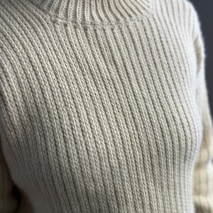 Beginner-friendly mock knit crochet sweater pattern. Chic, modern crochet sweater with knit-like stitches and mock turtleneck. Size inclusive, cropped crochet pattern ranging in sizes XS-5X
