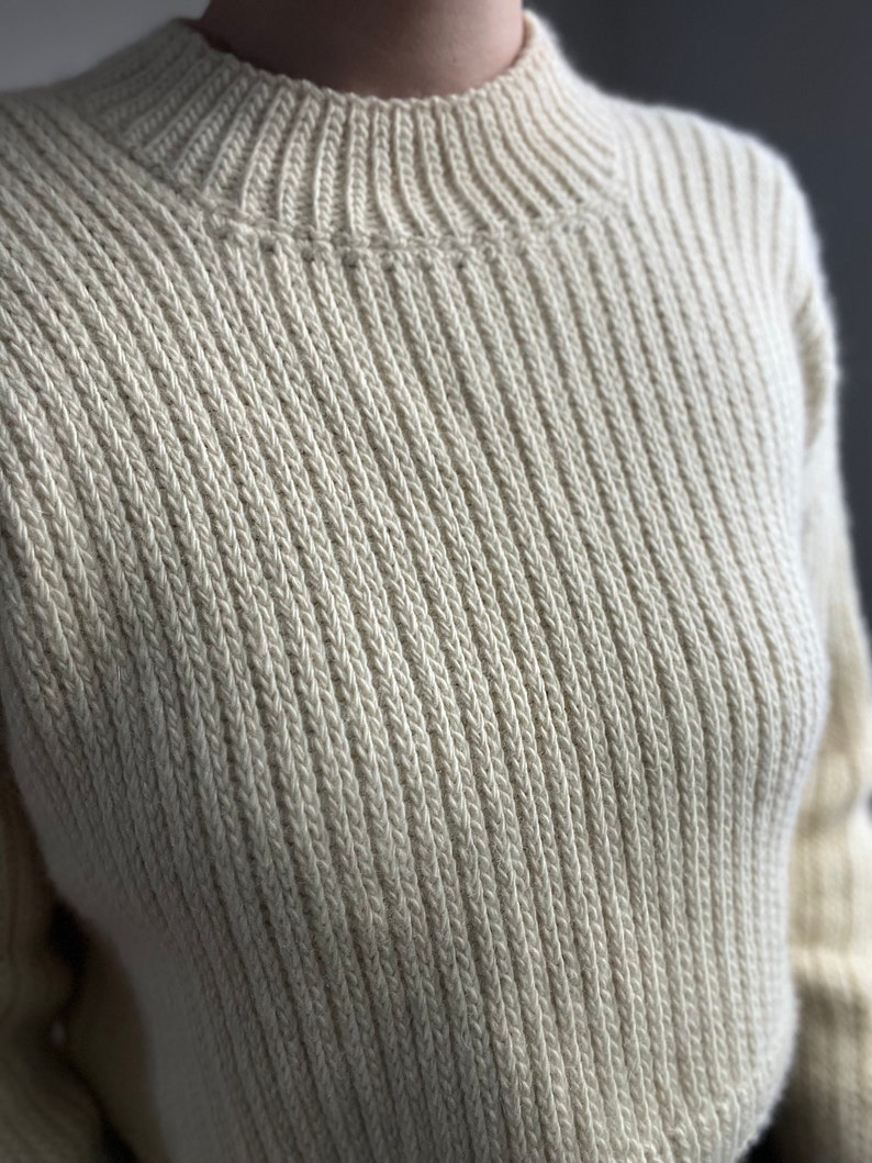 Beginner-friendly mock knit crochet sweater pattern. Chic, modern crochet sweater with knit-like stitches and mock turtleneck. Size inclusive, cropped crochet pattern ranging in sizes XS-5X