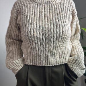 Beginner friendly mock knit fisherman style crochet sweater, size inclusive, includes video tutorials and detailed written instructions