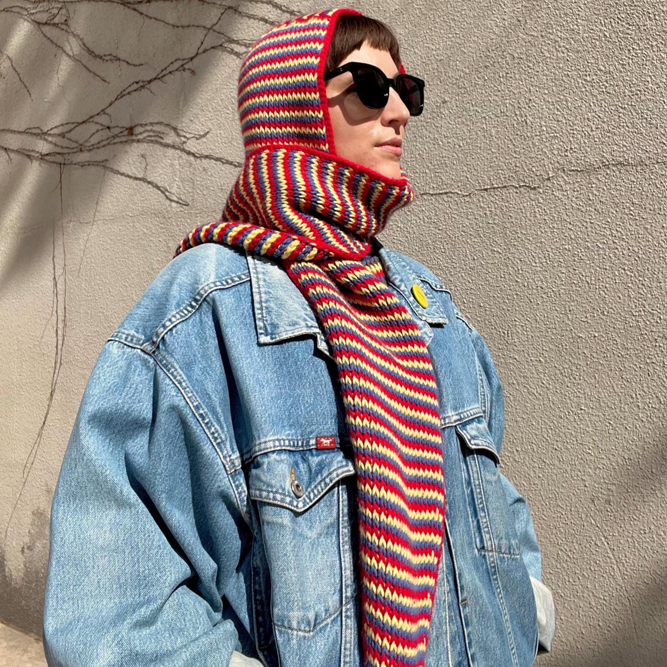 Striped Hooded Scarf - Etsy