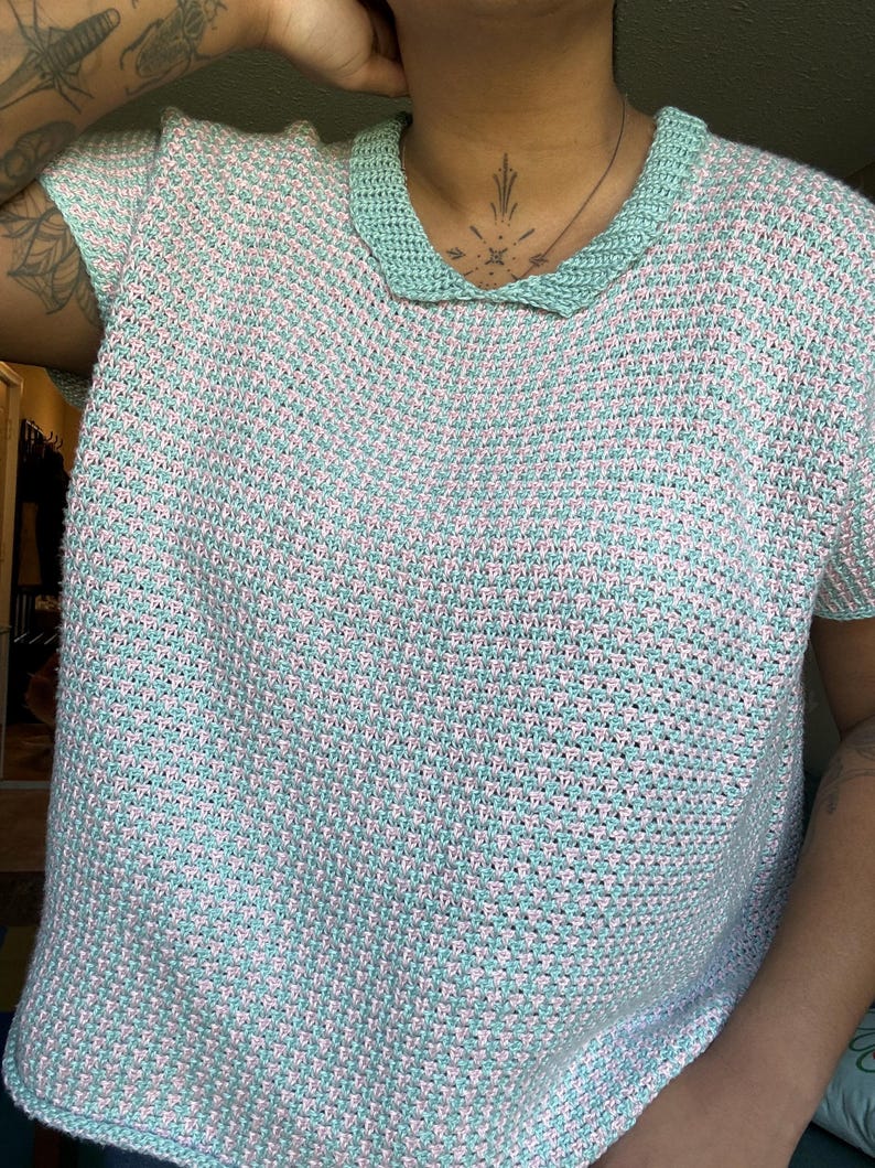 Vintage inspired made-to-measure tunisian crochet summer top pdf, includes video tutorials