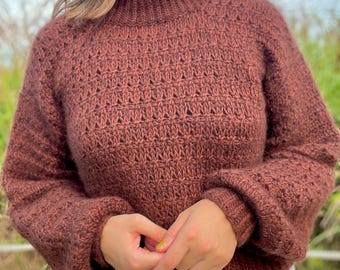 Tunisian Crochet Sweater Pattern PDF (English) | Knit Look Crochet Pullover | Beginner-Friendly (includes videos) | Sugar and Spice Sweater