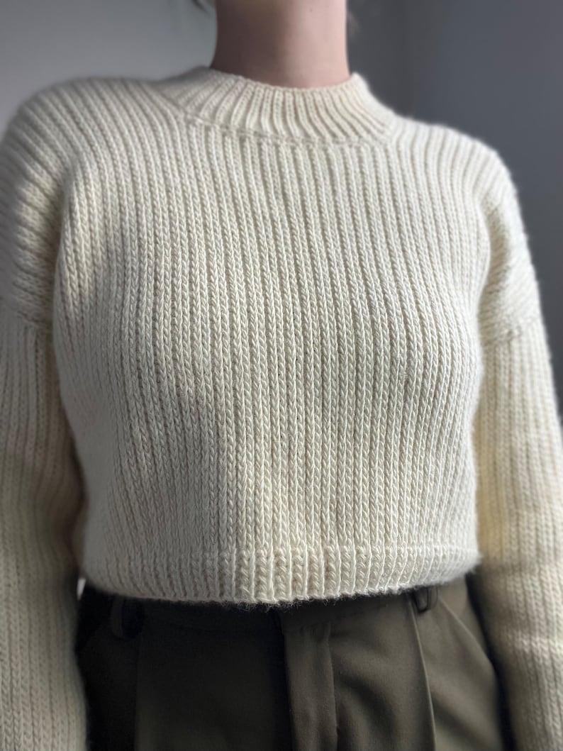 Beginner-friendly mock knit crochet sweater pattern. Chic, modern crochet sweater with knit-like stitches and mock turtleneck. Size inclusive, cropped crochet pattern ranging in sizes XS-5X