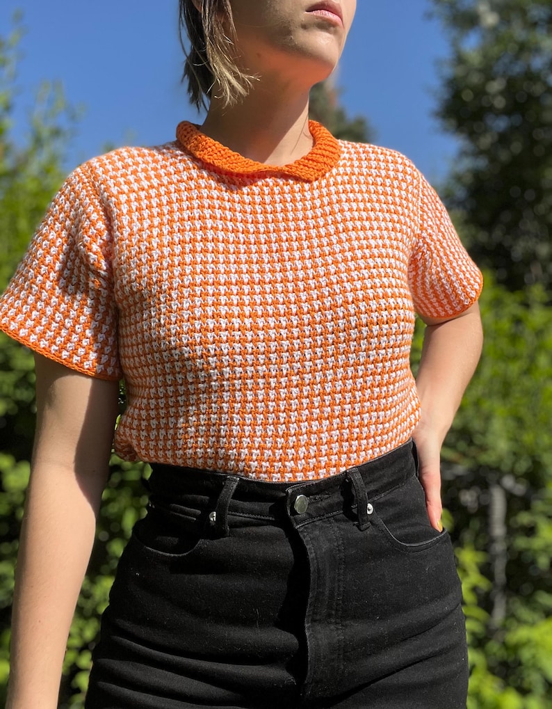 Vintage inspired made-to-measure tunisian crochet summer top pdf, includes video tutorials