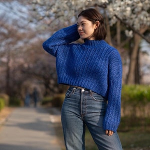 Crochet Sweater Pattern PDF (English)| Chunky Knit Look Pullover | Oversized Mock Neck Jumper | Beginner Crochet Garment | Shipshape Sweater image 4