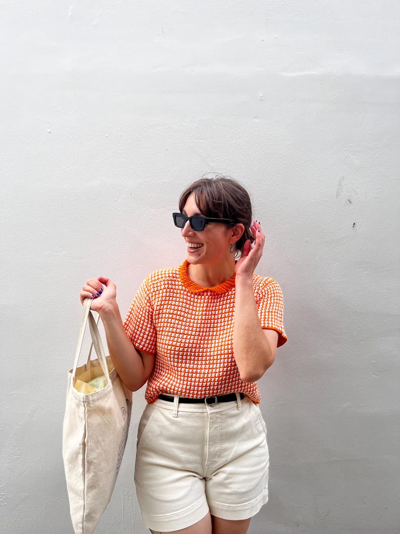 Vintage inspired made-to-measure tunisian crochet summer top pdf, includes video tutorials