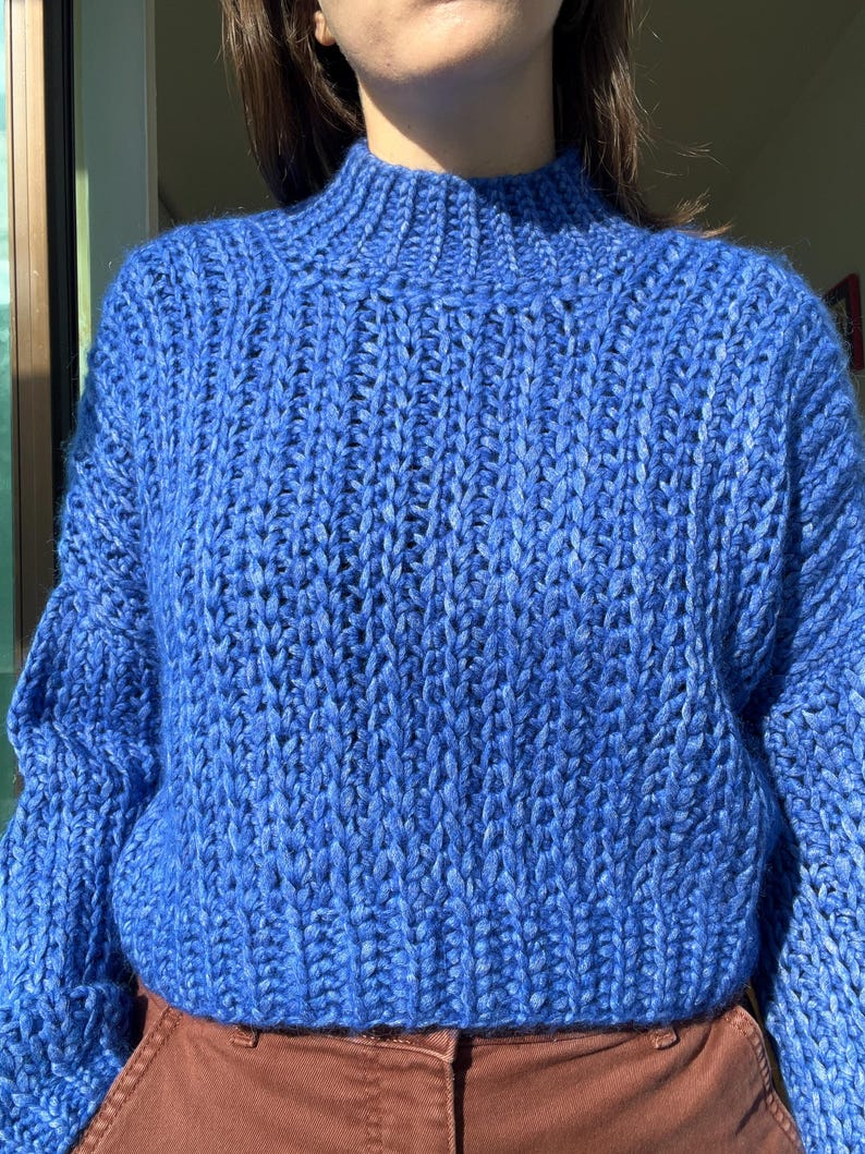 Crochet Sweater Pattern PDF (English)| Chunky Knit Look Pullover | Oversized Mock Neck Jumper | Beginner Crochet Garment | Shipshape Sweater image 6