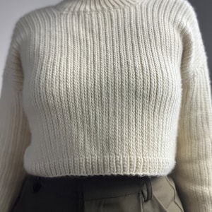 Beginner-friendly mock knit crochet sweater pattern. Chic, modern crochet sweater with knit-like stitches and mock turtleneck. Size inclusive, cropped crochet pattern ranging in sizes XS-5X