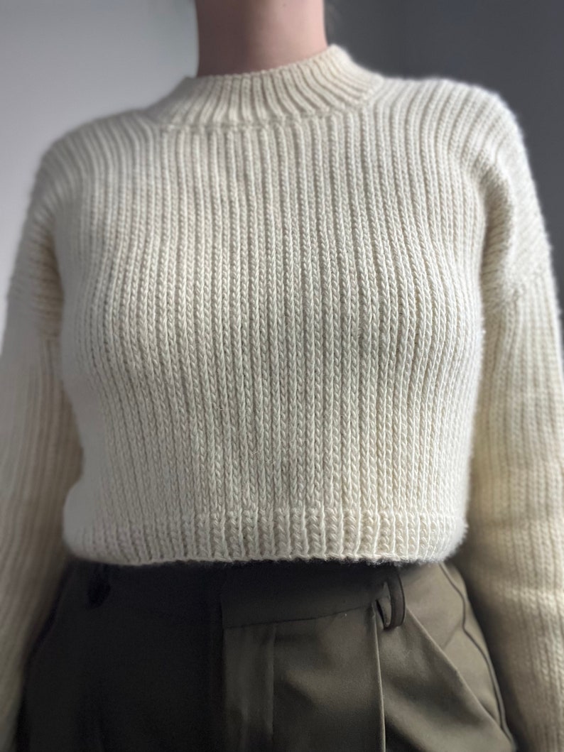 Beginner-friendly mock knit crochet sweater pattern. Chic, modern crochet sweater with knit-like stitches and mock turtleneck. Size inclusive, cropped crochet pattern ranging in sizes XS-5X