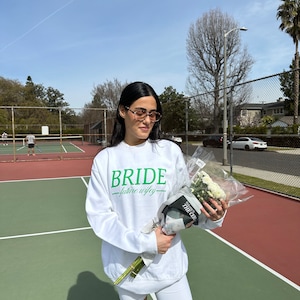 Bride It&#39;s a Match! Crewneck bridal gift for bride for engagement celebration, bridal shower, bachelorette, holiday season tennis themed