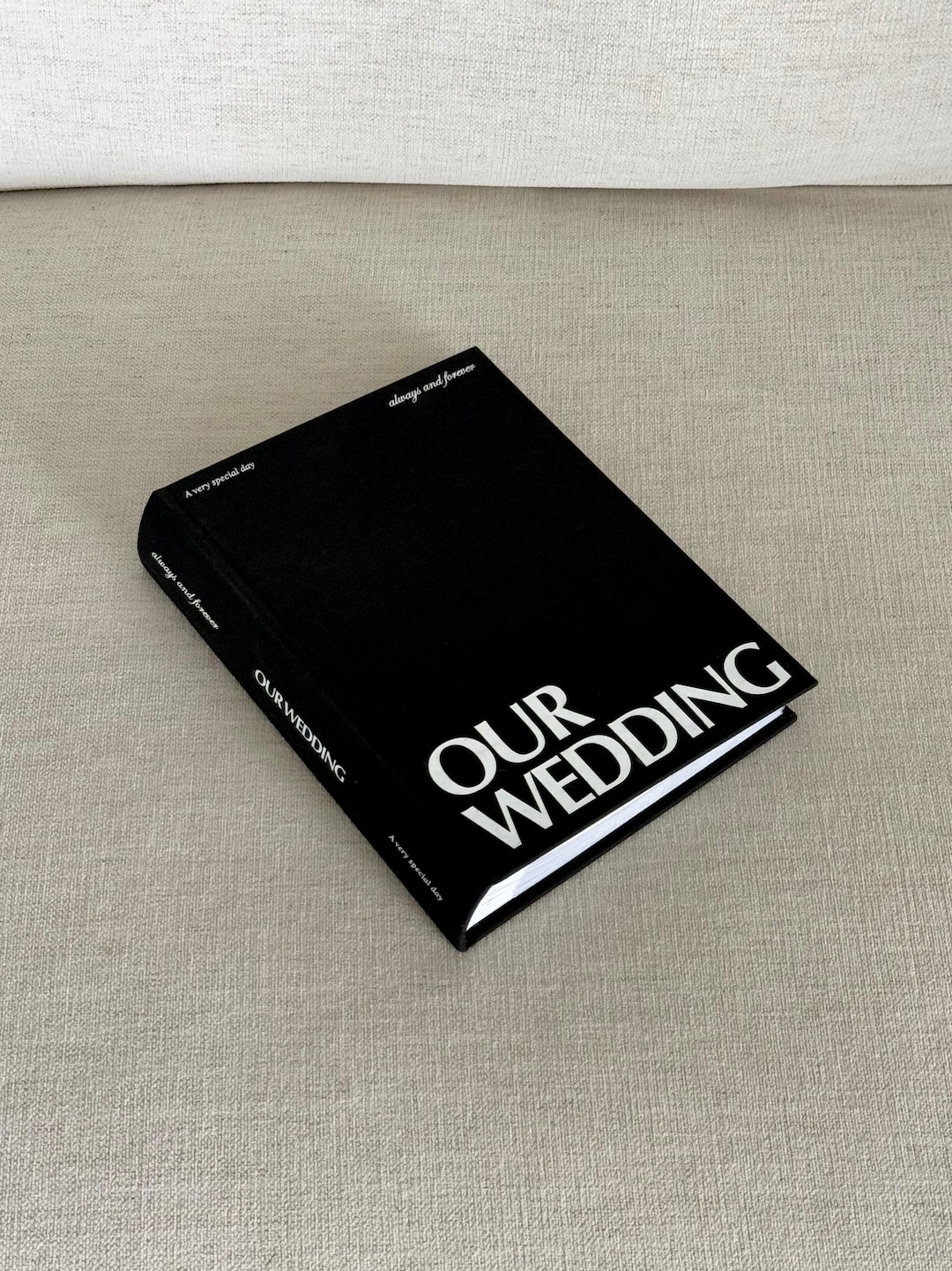 Wedding Photo Album in Black linen