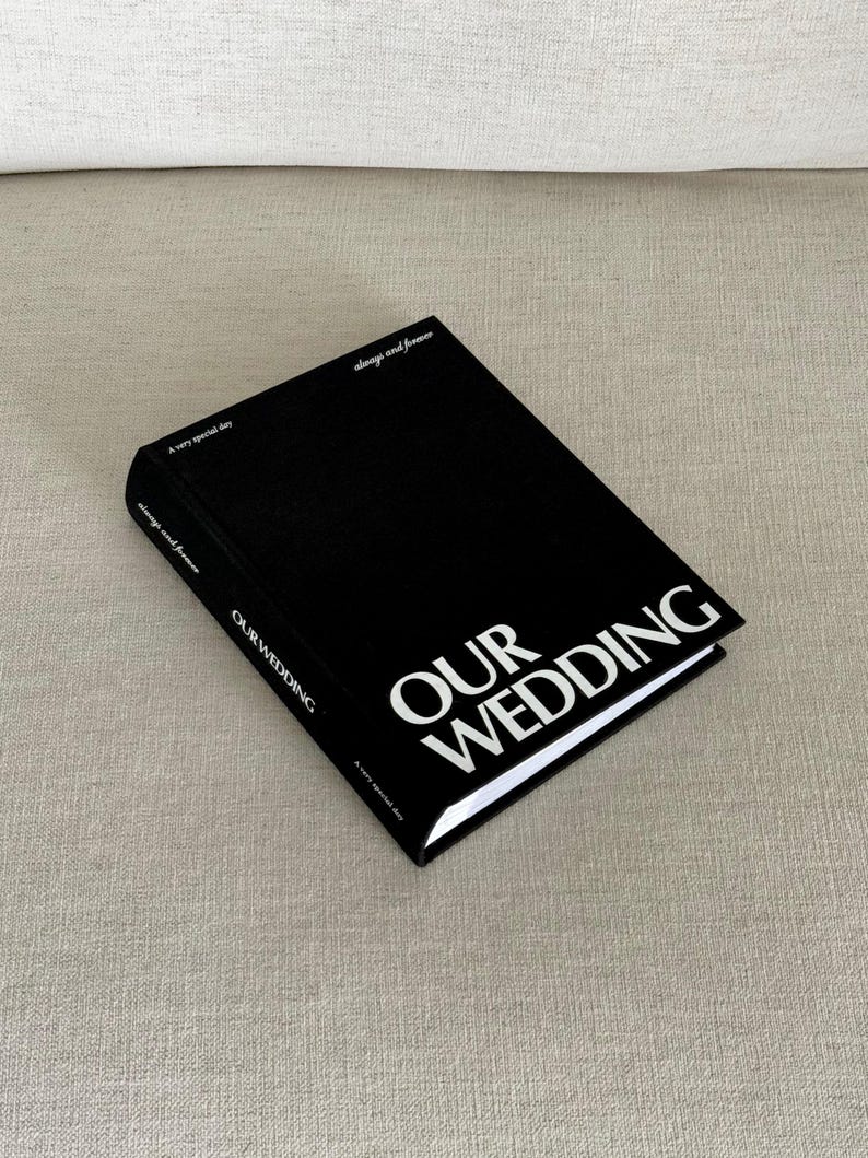 Wedding Photo Album in Black linen