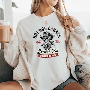 Hot Rod Garage Motorcycle Club Shirt, Born to Ride, Biker Chick Lady Rider Motorcycle Girl Biker Motorcycle Merch Custom Motorcycle Est 1975