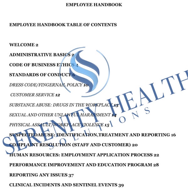 Healthcare Employee Handbook Etsy