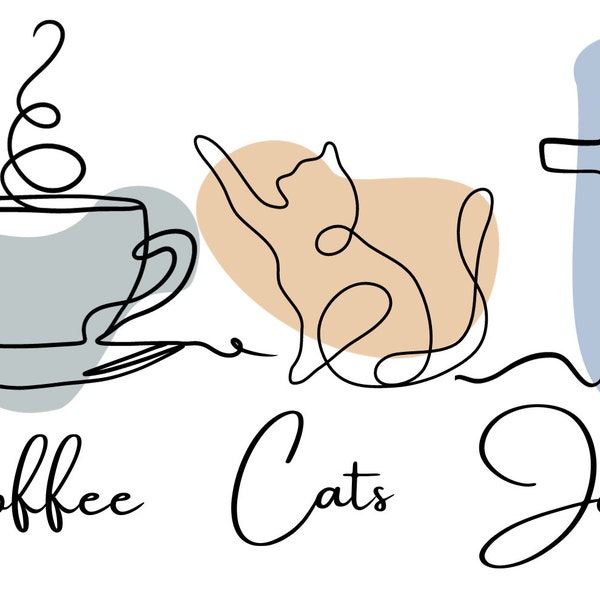 Coffee, Dogs, Jesus and Coffee, Cats, Jesus PNG files