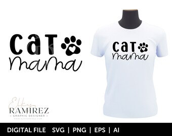 Galen kattdame svg, Kattmamma svg, Kattmamma svg, Kattkontur svg, Katt svg, Pälsmamma svg, Kärlekstass svg, Tasshjärta svg, Tass svg, Husdjur svg