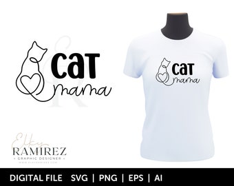 Galen kattdame svg, Kattmamma svg, Kattmamma svg, Kattkontur svg, Katt svg, Pälsmamma svg, Kärlekstass svg, Tasshjärta svg, Tass svg, Husdjur svg