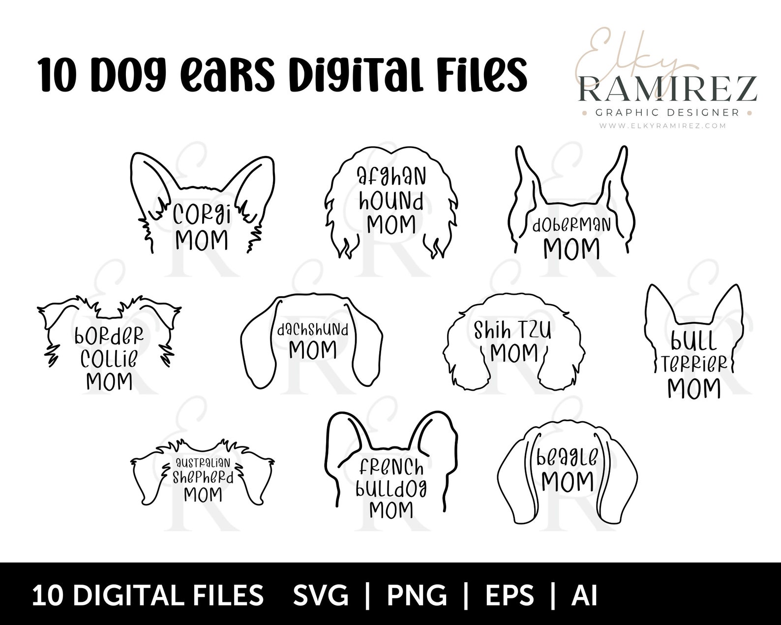 Dog Breeds Svg, Dog Ears Svg, Tattoo Design Svg, Dog Ears, Wiener Dog