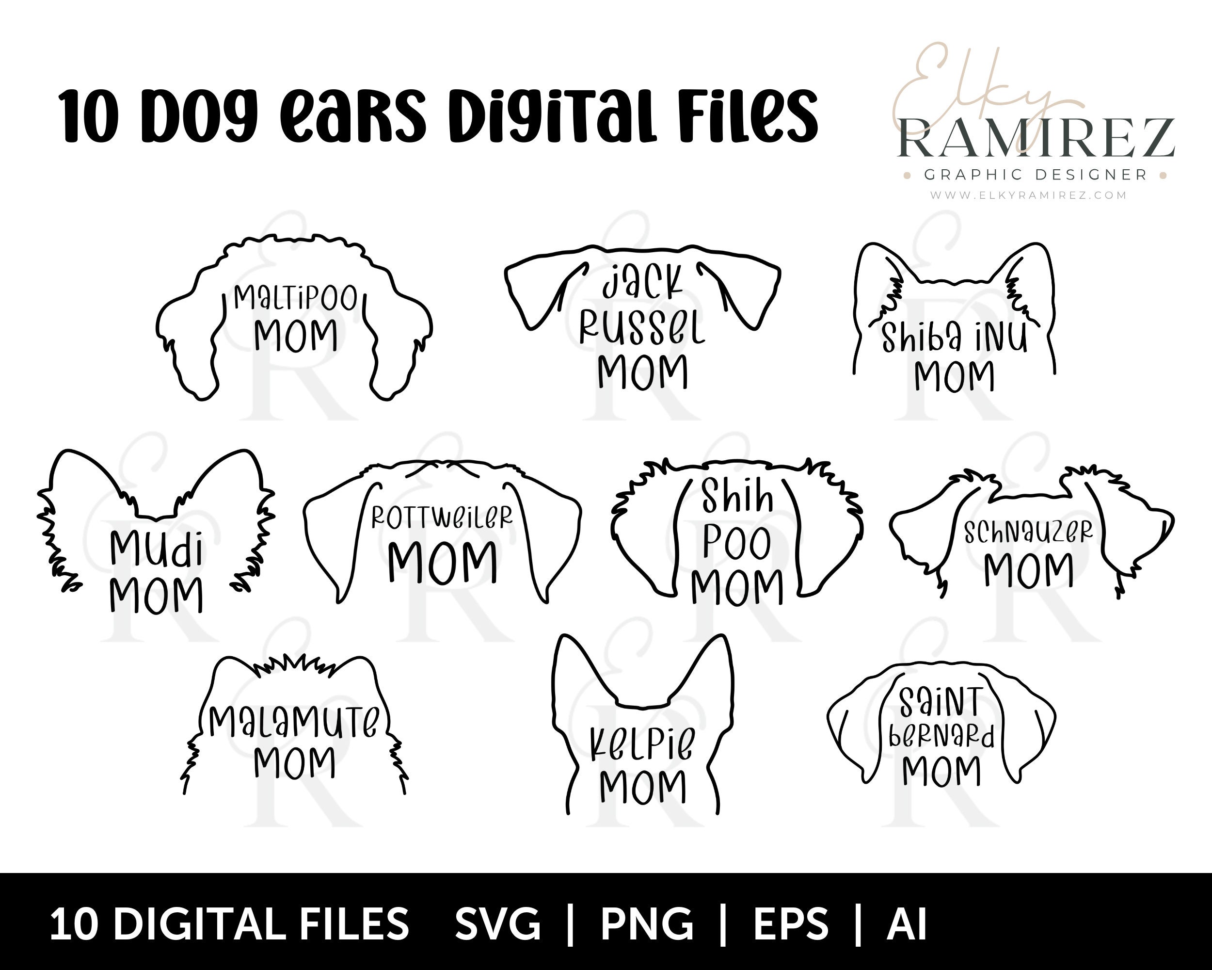 Dog Breeds Svg, Dog Ears Svg, Tattoo Design Svg, Dog Ears, Rottweiler