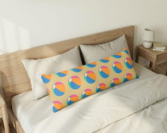 Retro Beach Ball Pattern Body Pillow | Coastal Summer Decor